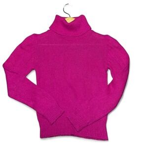 VTG L.B. Diffusion Women's Petite P Pink Fuchsia Silk Angora Turtleneck 80's
